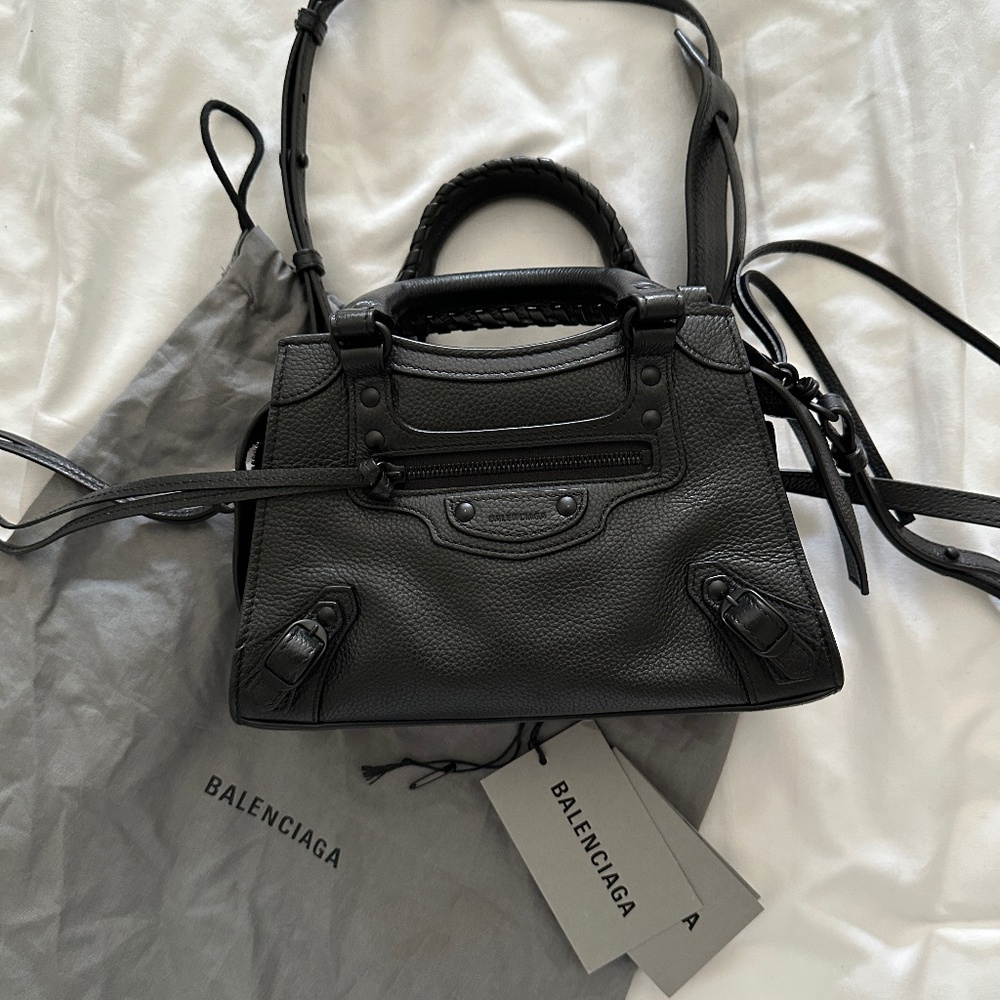 Balenciaga Smooth Calfskin Neo Classic Black Hardware Mini City Black